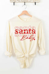 Santa Baby Christmas Long Sleeve Tee for Women - Holiday Graphic Shirt