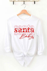 Santa Baby Christmas Long Sleeve Tee for Women - Holiday Graphic Shirt