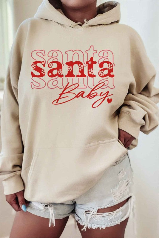 Santa Baby Graphic Hoodie - Festive Christmas Sweatshirt for Women