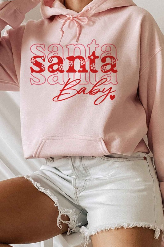 Santa Baby Graphic Hoodie - Festive Christmas Sweatshirt for Women