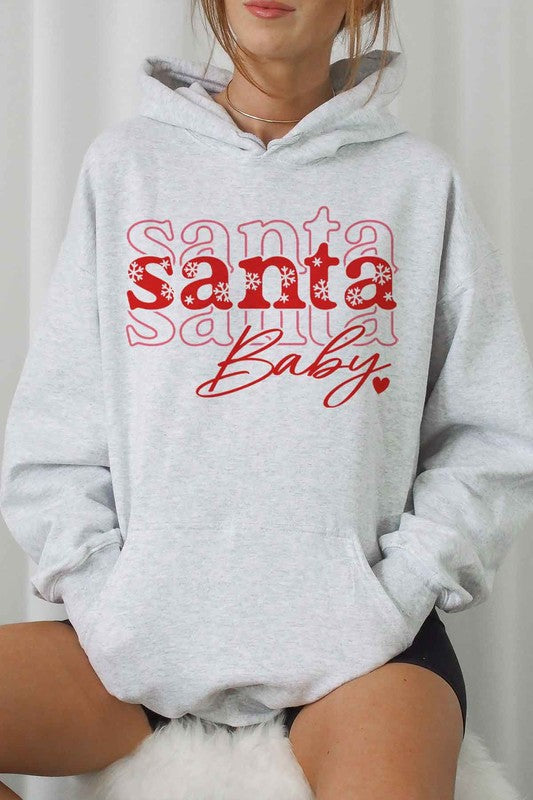 Santa Baby Graphic Hoodie - Festive Christmas Sweatshirt for Women