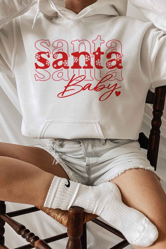 Santa Baby Graphic Hoodie - Festive Christmas Sweatshirt for Women