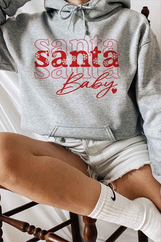 Santa Baby Graphic Hoodie - Festive Christmas Sweatshirt for Women