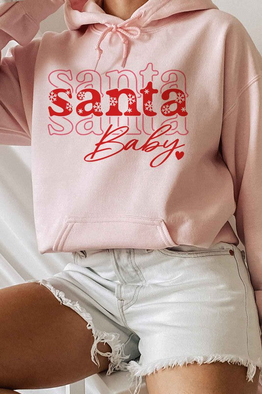 Plus Size Santa Baby Christmas Hoodie - Festive Holiday Sweatshirt for Women