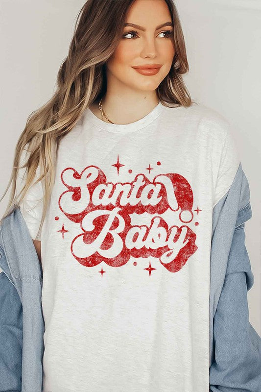 Santa Baby Christmas Graphic T-Shirt - Festive Holiday Tee for Women/Men