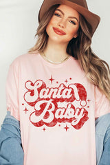 Santa Baby Christmas Graphic T-Shirt - Festive Holiday Tee for Women/Men