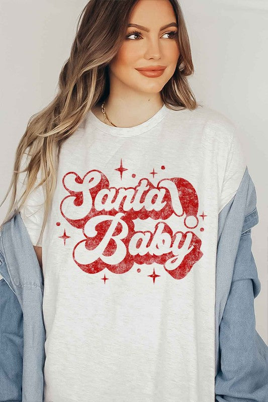 Santa Baby Plus Size Christmas T-Shirt for Women