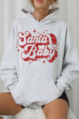 Santa Baby Christmas Graphic Hoodie - Plus Size, Festive Holiday Sweatshirt