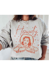 Howdy Cowgirl Graphic Sweatshirt - Trendy Women's Casual Pullover