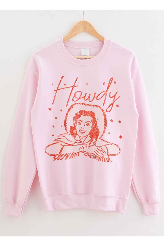 Howdy Cowgirl Graphic Sweatshirt - Trendy Women's Casual Pullover