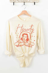 Howdy Cowgirl Long Sleeve Tee - Women's Western Graphic Shirt