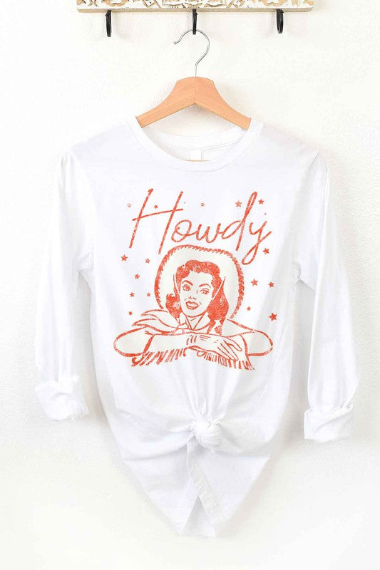 Howdy Cowgirl Long Sleeve Tee - Women's Western Graphic Shirt