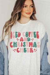 ICED COFFEE CHEERS Graphic T-Shirt - Casual Summer Tee