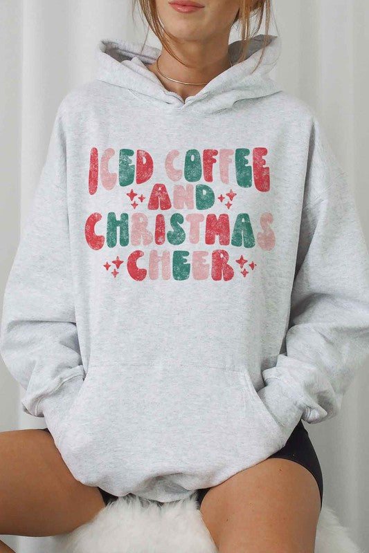 ICED COFFEE CHEERS Graphic Hoodie - Stylish Casual Wear for Coffee Lovers