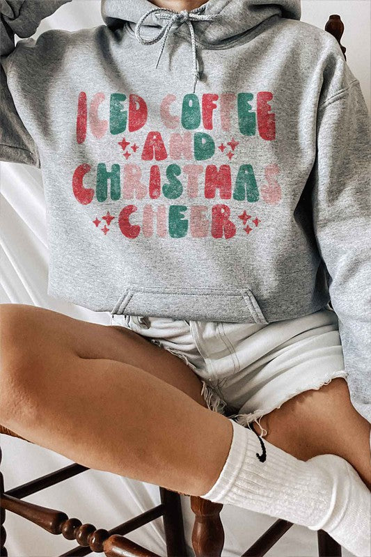 ICED COFFEE CHEERS Graphic Hoodie - Stylish Casual Wear for Coffee Lovers