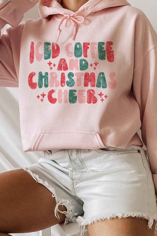 ICED COFFEE CHEERS Graphic Hoodie - Stylish Casual Wear for Coffee Lovers