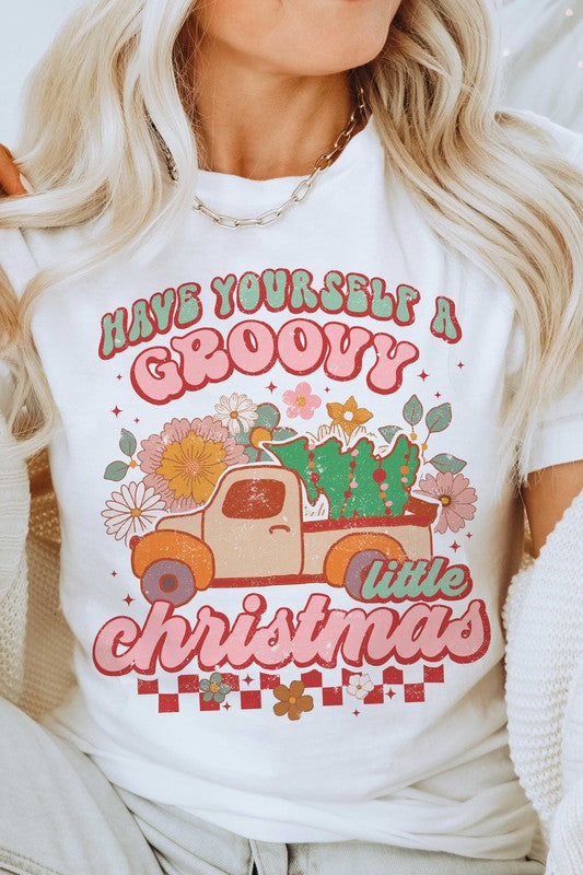 Groovy Little Christmas Tee - Spread Holiday Cheer with Retro Style