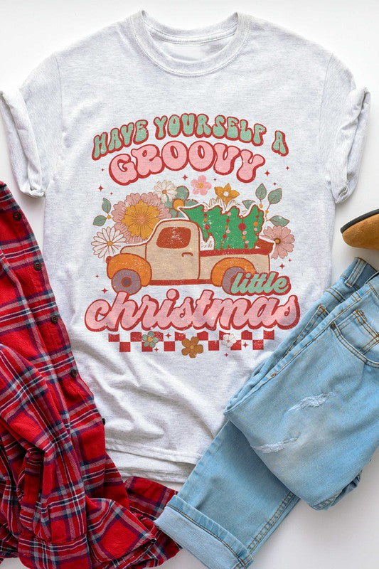 Groovy Little Christmas Tee - Spread Holiday Cheer with Retro Style