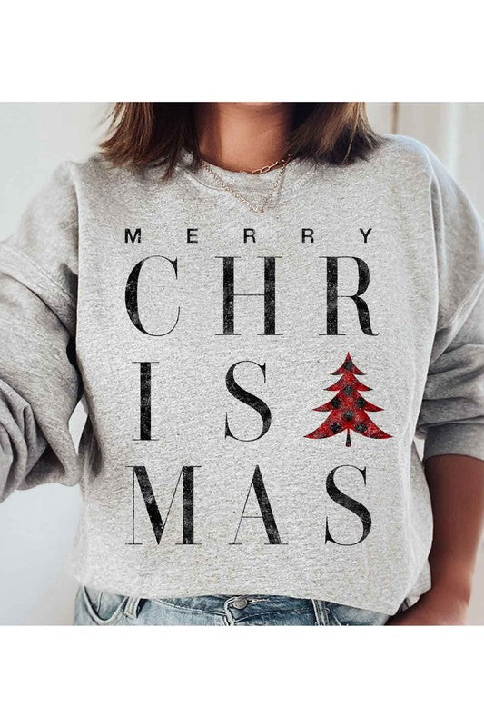 Plus Size Merry Christmas Graphic Sweatshirt for Women - Holiday Apparel