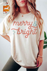 Merry and Bright Christmas Graphic T-Shirt for Women & Men - Holiday Tee