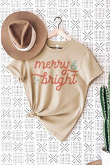 Merry and Bright Christmas Graphic T-Shirt for Women & Men - Holiday Tee