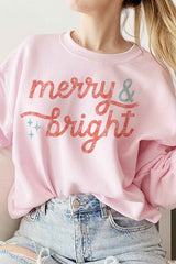 Merry and Bright Christmas Graphic Sweatshirt - Festive Holiday Apparel