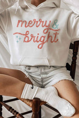 Merry and Bright Christmas Graphic Hoodie - Cozy Holiday Sweatshirt