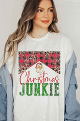 Christmas Junkie Graphic Tee - Festive T-Shirt for Holiday Cheer