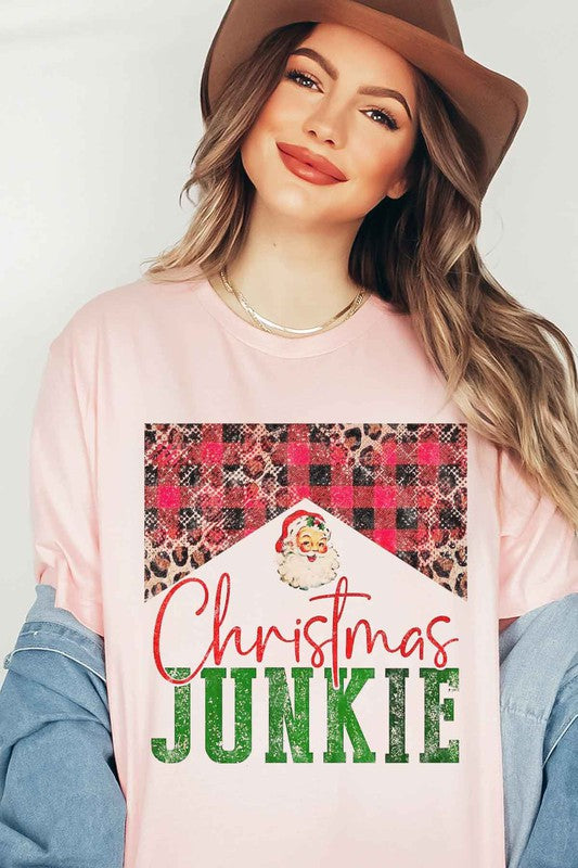 Christmas Junkie Graphic Tee - Festive T-Shirt for Holiday Cheer