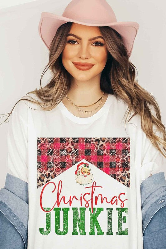 Christmas Junkie Graphic Tee - Festive T-Shirt for Holiday Cheer