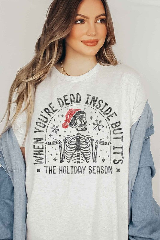 Christmas Skeleton Graphic Tee - Holiday T-Shirt for Men & Women