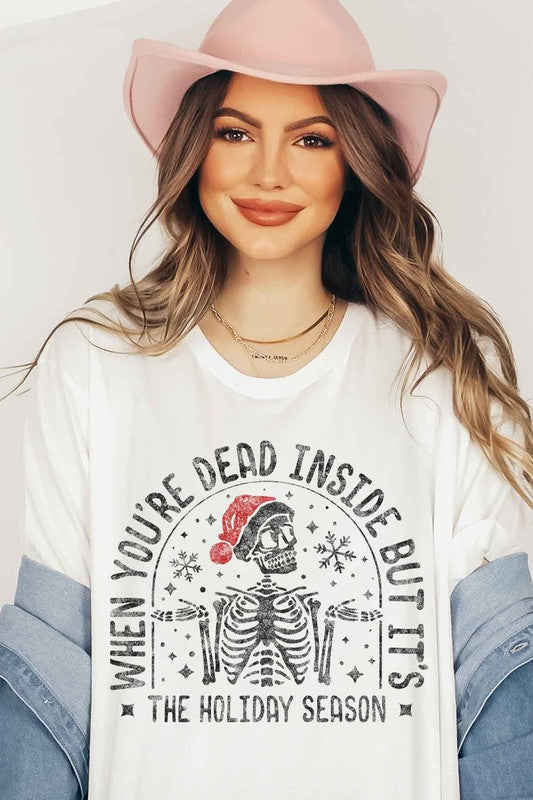 Christmas Skeleton Graphic Tee - Holiday T-Shirt for Men & Women