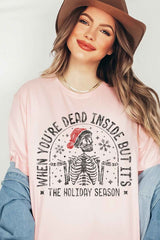 Christmas Skeleton Graphic Plus Size Tee - Women's Holiday T-Shirt