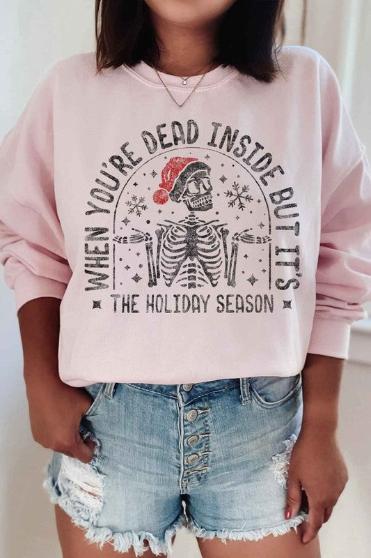 Plus Size Christmas Skeleton Graphic Sweatshirt for Women