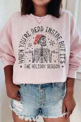 Plus Size Christmas Skeleton Graphic Sweatshirt for Women