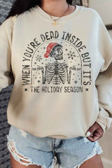 Plus Size Christmas Skeleton Graphic Sweatshirt for Women