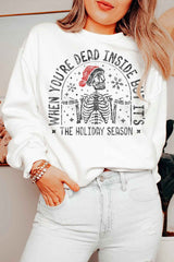 Plus Size Christmas Skeleton Graphic Sweatshirt for Women