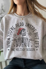 Plus Size Christmas Skeleton Graphic Sweatshirt for Women