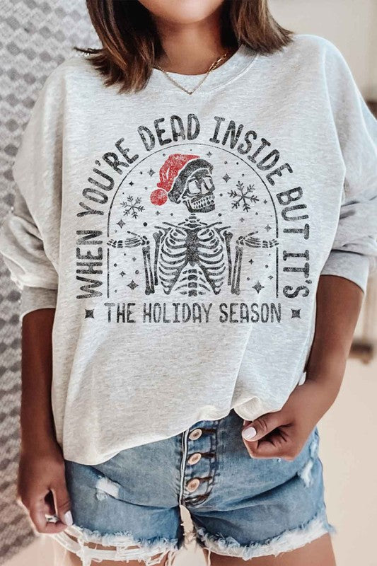 Plus Size Christmas Skeleton Graphic Sweatshirt for Women