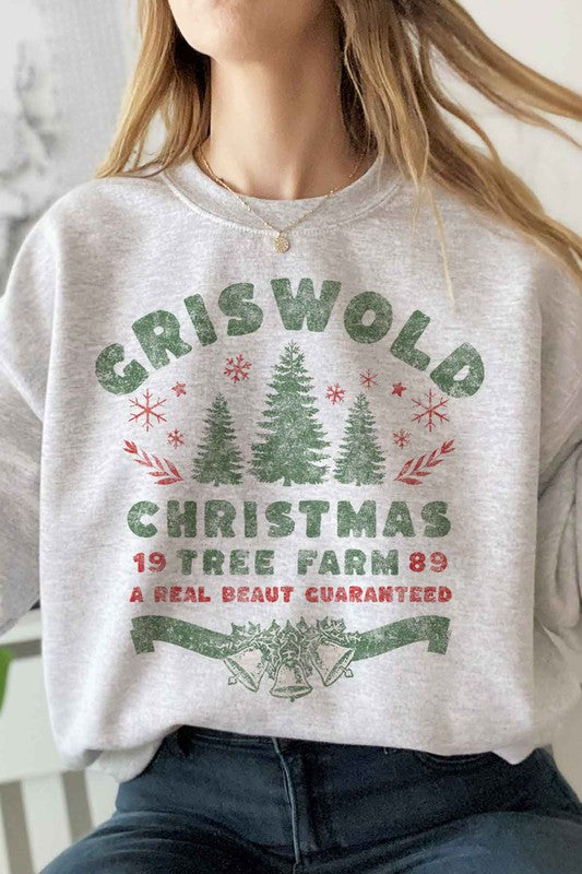 Christmas Tree Farm Graphic Plus Size Sweatshirt for Women