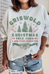 Christmas Tree Farm Graphic Plus Size Sweatshirt for Women