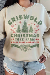 Christmas Tree Farm Graphic Plus Size Sweatshirt for Women