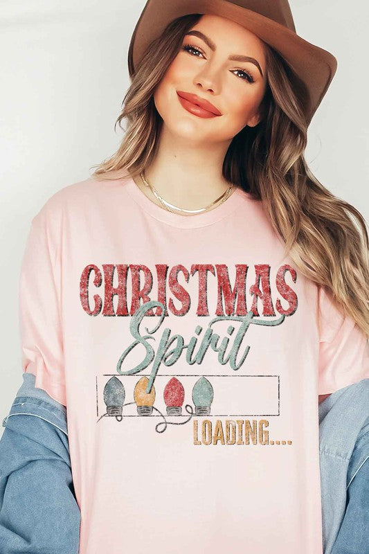 Plus Size Christmas Spirit Graphic Tee - Loading Design