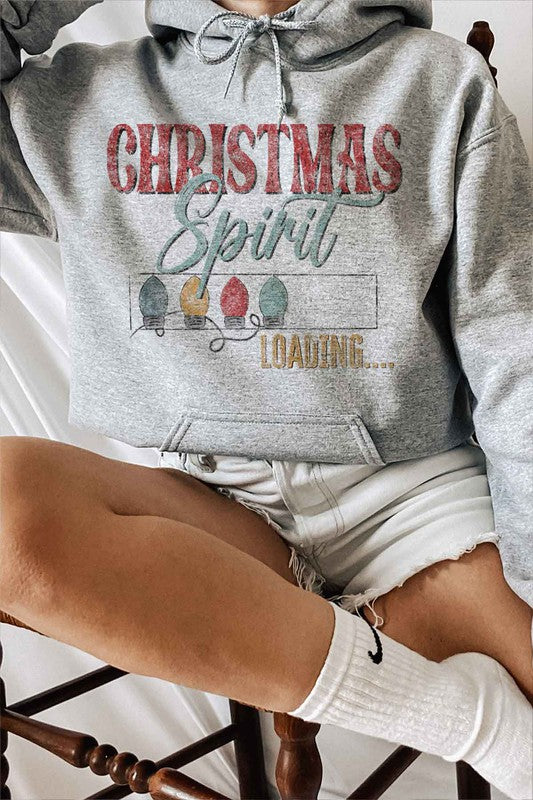 Plus Size "Loading Christmas Spirit" Hoodie - Festive Holiday Sweater