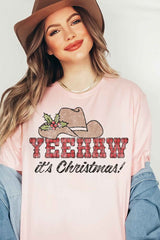 YEEHAW Country Christmas Graphic Tee - Unisex Classic Fit Premium Cotton T-Shirt