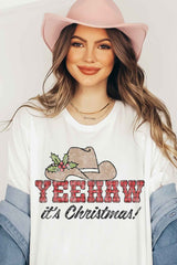 YEEHAW Country Christmas Graphic Tee - Unisex Classic Fit Premium Cotton T-Shirt