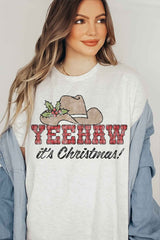 YEEHAW Country Christmas Graphic Tee - Unisex Classic Fit Premium Cotton T-Shirt