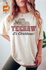 YEEHAW Country Christmas Graphic Tee - Unisex Classic Fit Premium Cotton T-Shirt