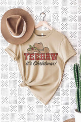 Yeehaw Country Christmas Graphic Plus Size T-Shirt for Women