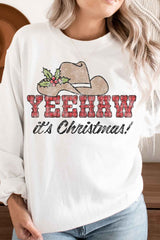 YEEHAW Country Christmas Plus Size Sweatshirt - Festive Holiday Pullover